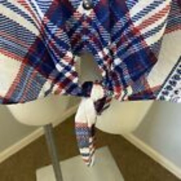 🌟HP FLORAL PLAID FRONT TIE Multicolor New Style & Co Button Up Blouse Colorful - Picture 9 of 16